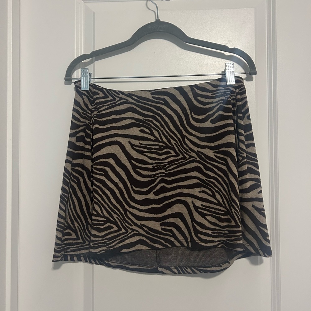 Altar'd State Black and Cream Mini A-line Skirt